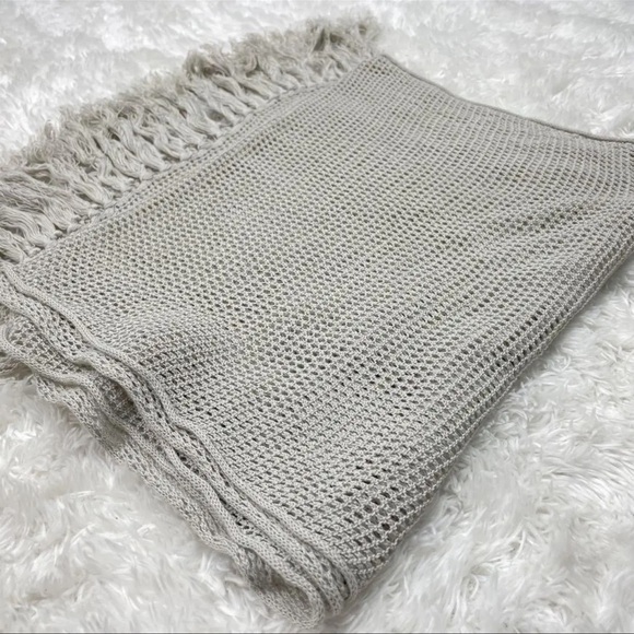 AUTH Bottega Veneta Scarf Stole Fringe Tassel Gray Viscose - Picture 5 of 6